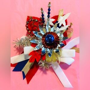 Vintage repurposed holiday 4th of July corsage